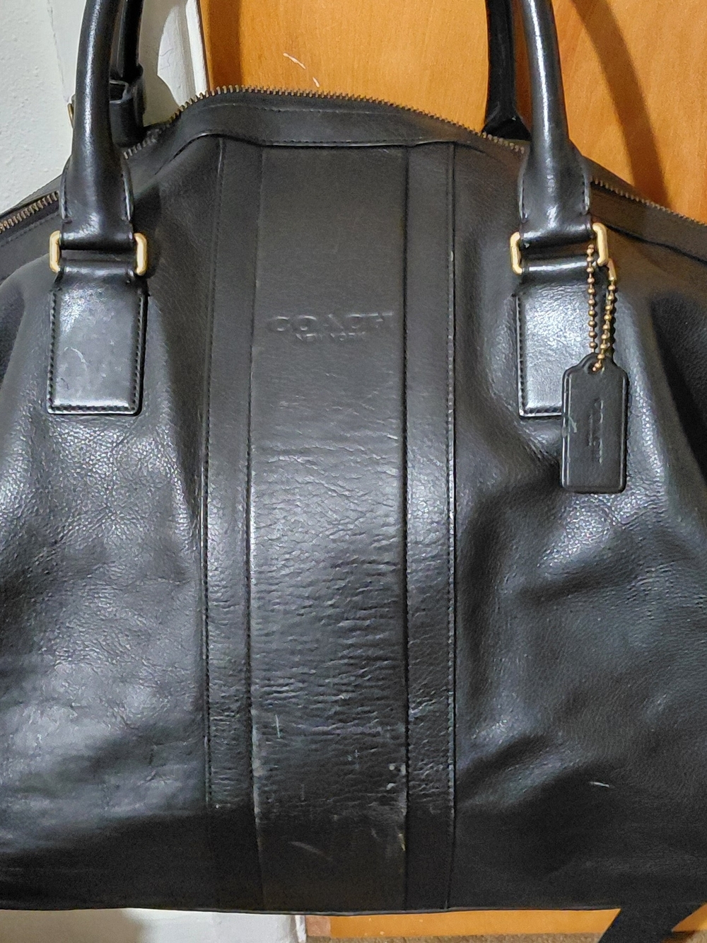 Coach Men’s Black Leather Carryall Bag